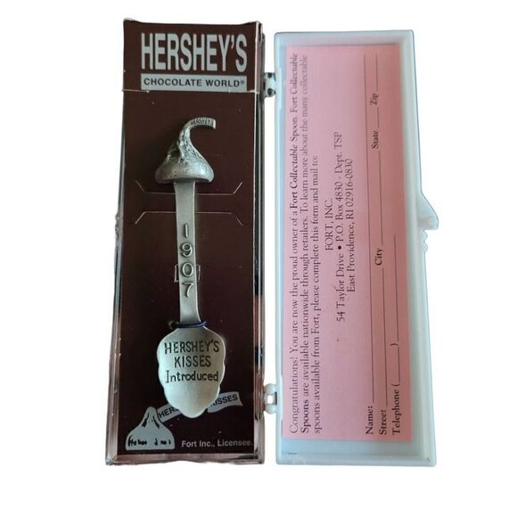 Hersheys Chocolate World Commemorative Pewter Spoon 1907 Hersheys Kisses Intro - Picture 2 of 2